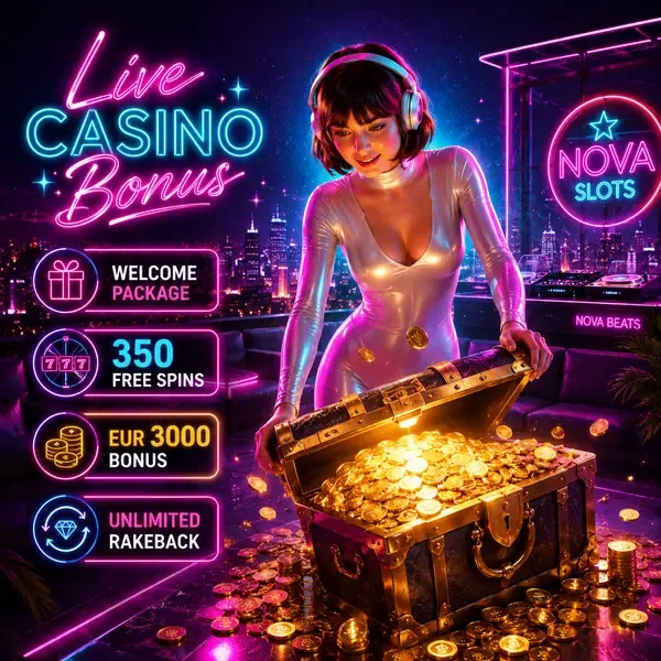 Nova opens treasure chest revealing SlotsDJ live casino bonuses and golden rewards